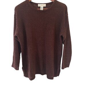 Silk Blend Womens Cozy Sweater Size Medium Preppy Fall Brown‎ Comfort Outdoors